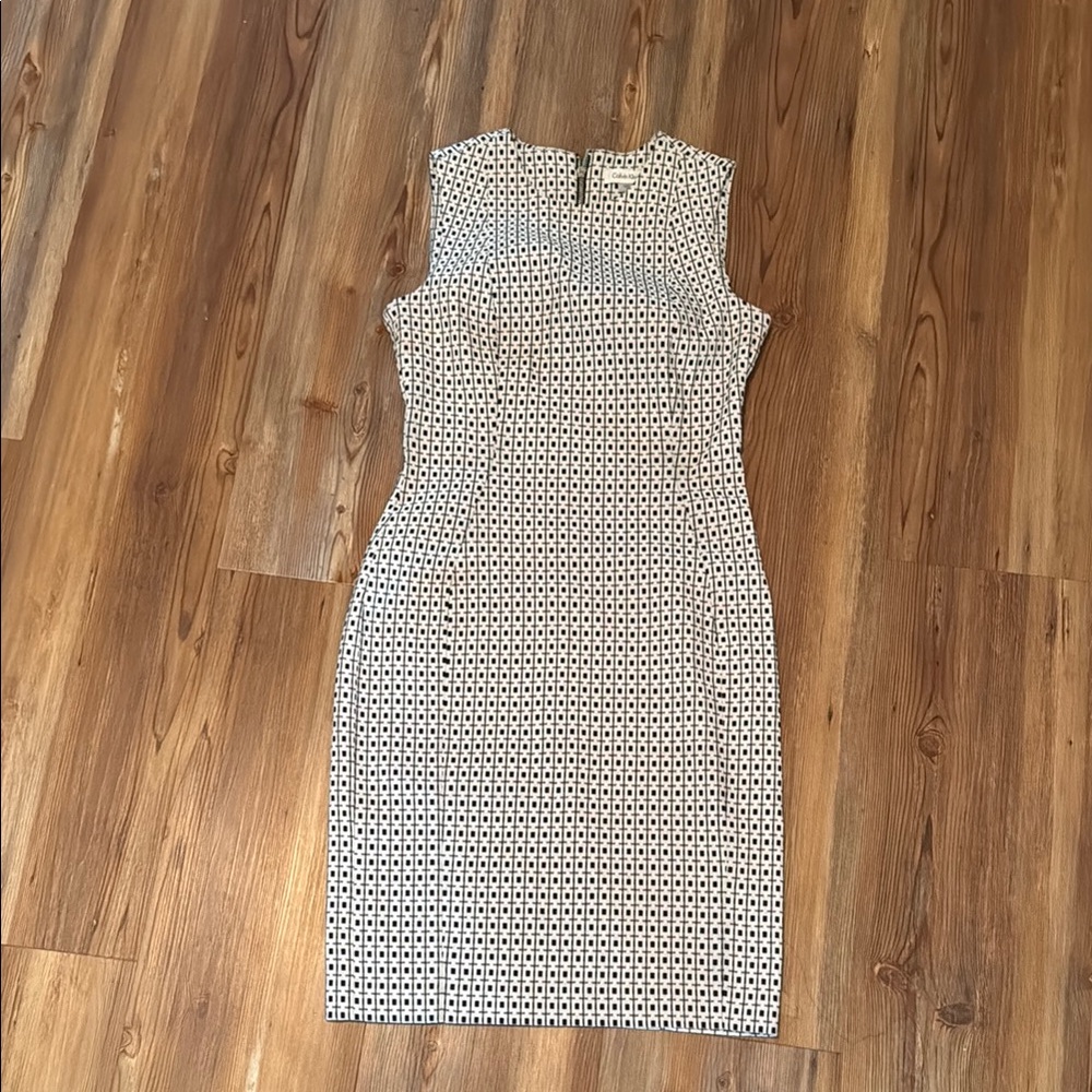 NWOT Calvin Klein Black and White Sleeveless SheathDress